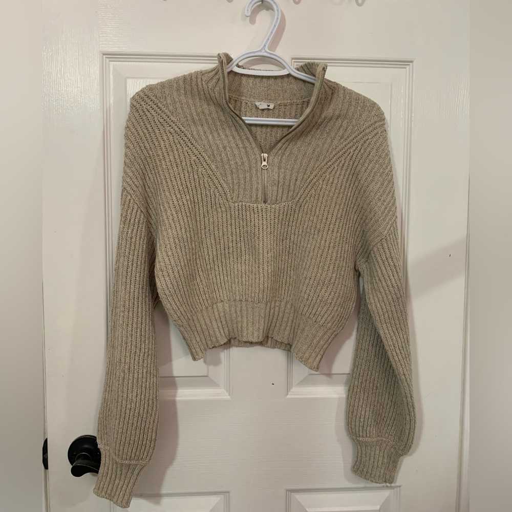 Garage Quarter Zip Cropped Sweater